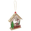 Adorno navideño con casita de madera y colgante