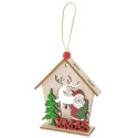 Adorno navideño con casita de madera y colgante
