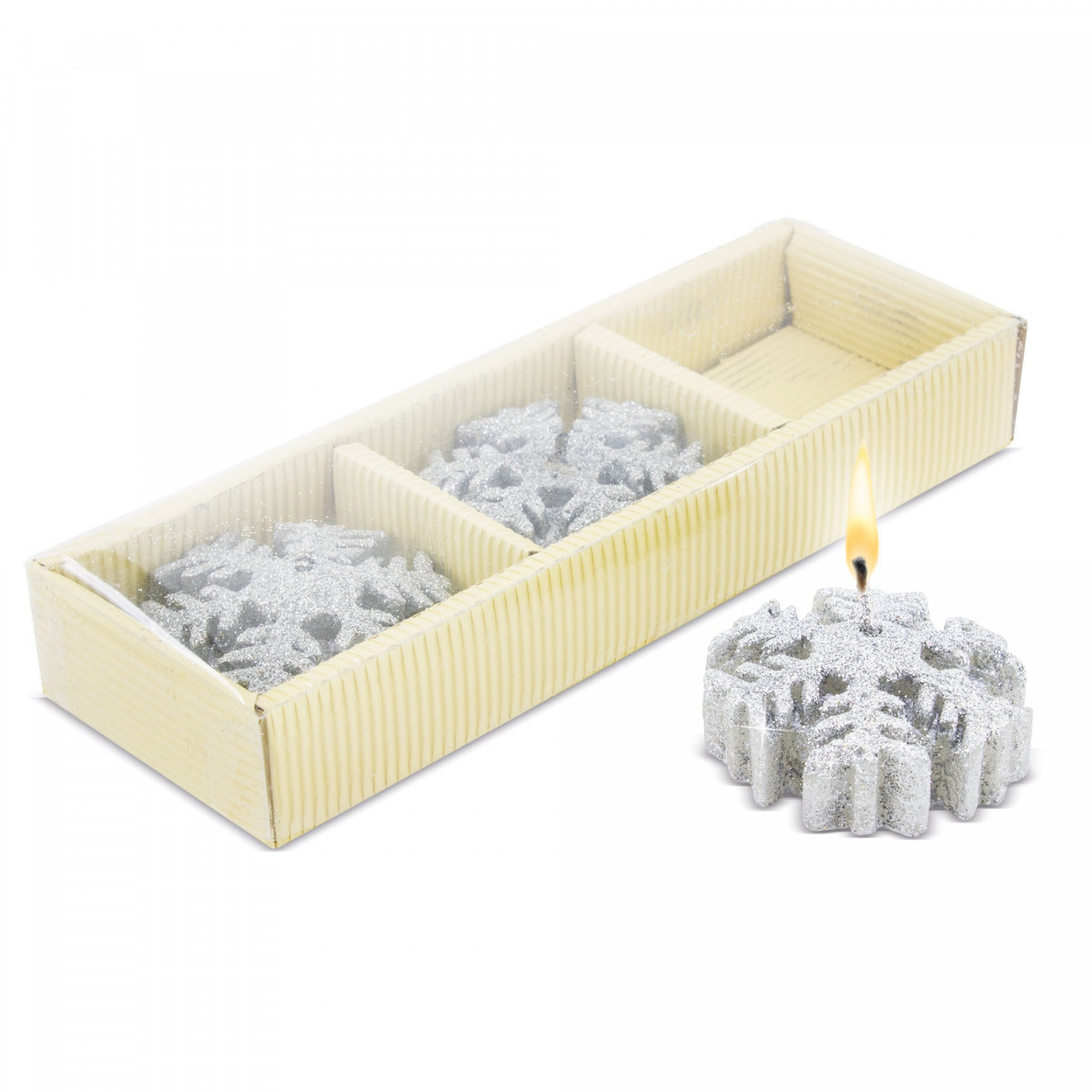Set de velas para navidad en forma de copos de nieves