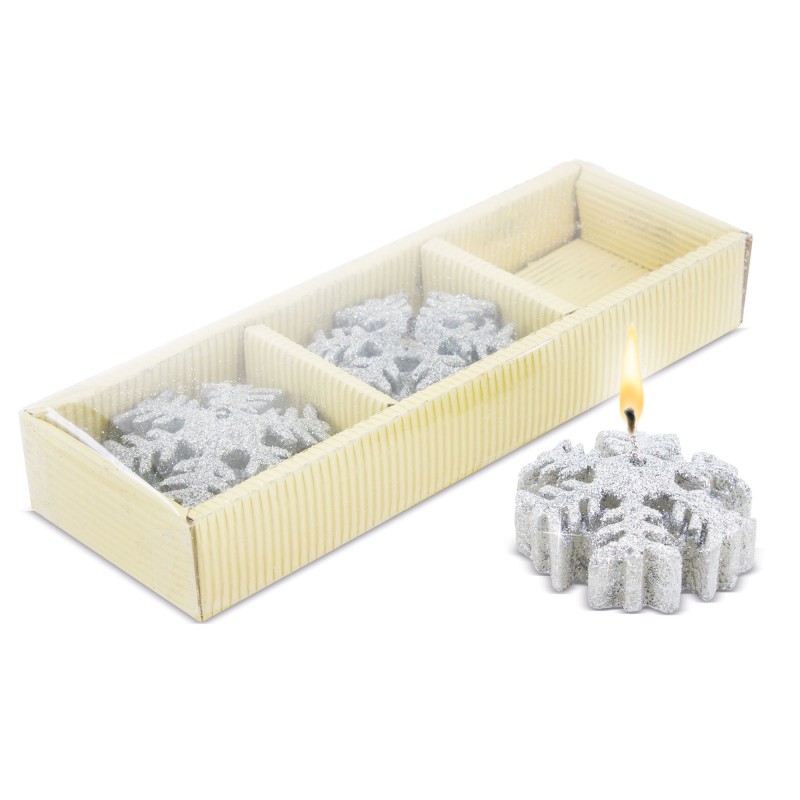 Set de velas para navidad en forma de copos de nieves