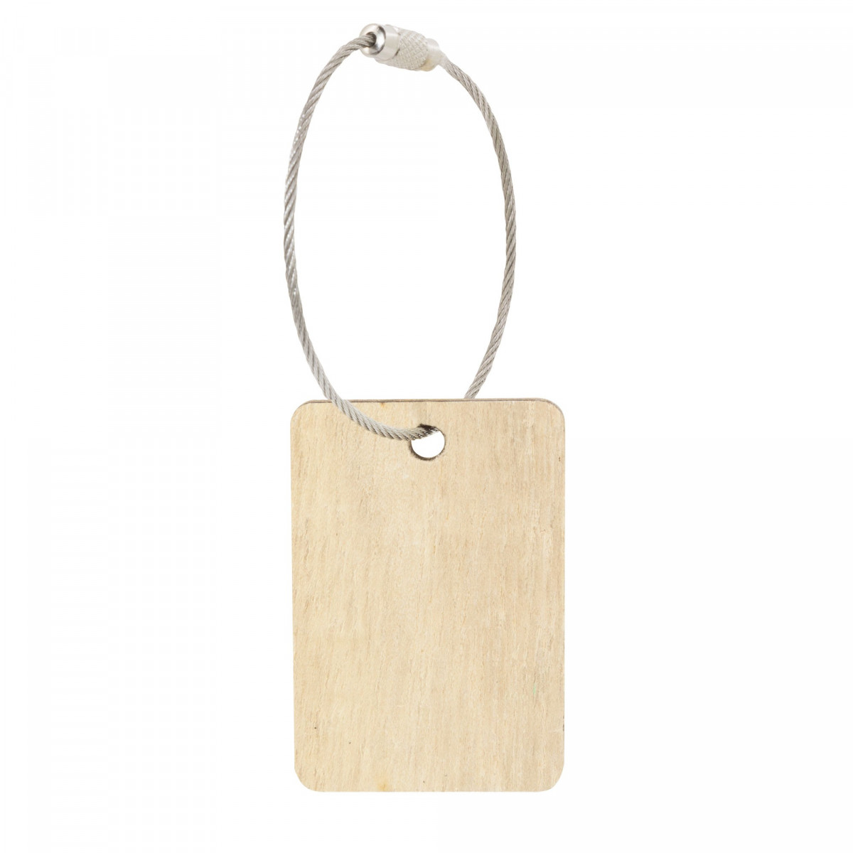 Tarjeta de regalo hecha de madera con cordón plateado rígido