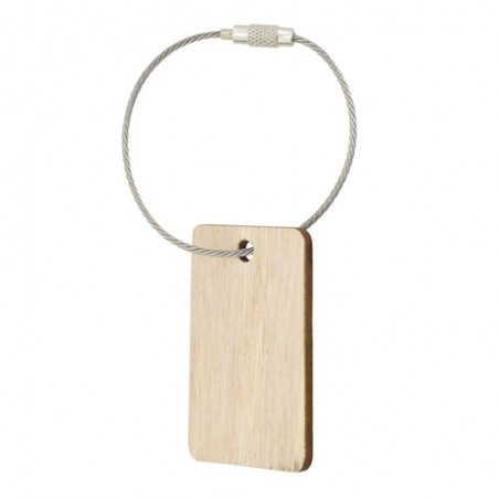 Tarjeta de regalo hecha de madera con cordón plateado rígido
