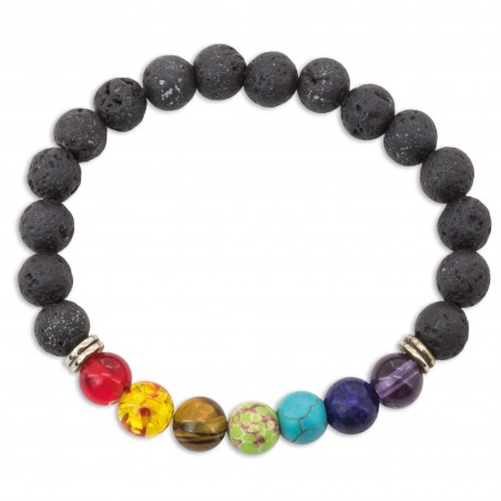 Pulsera de piedra volcánica 7 chakras