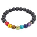 Detalles Invitadas Mujer Pulsera de Piedra Volcánica 7 Chakras