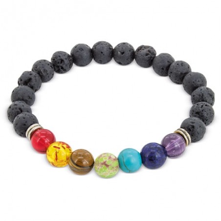 Detalles Invitadas Mujer Pulsera de Piedra Volcánica 7 Chakras