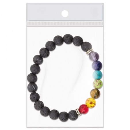 Detalles Invitadas Mujer Pulsera de Piedra Volcánica 7 Chakras