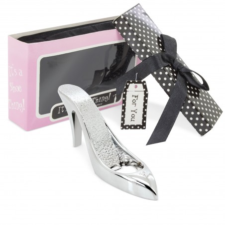 Abrebotellas original presentado en caja con forma de zapato de tacón