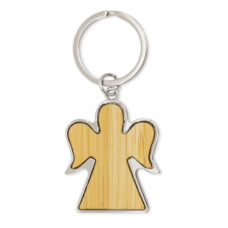 Llavero de bambú en forma de ángel
