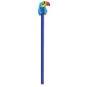Lápiz de color azul con goma de borrar en forma de loro