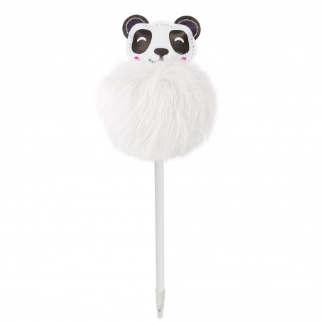 Boligrafo con elegante pompón en forma de oso panda