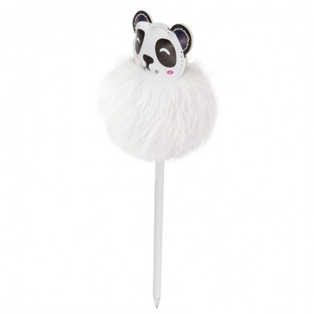 Boligrafo con elegante pompón en forma de oso panda
