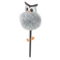 Boli con pompón en color gris en forma de búho