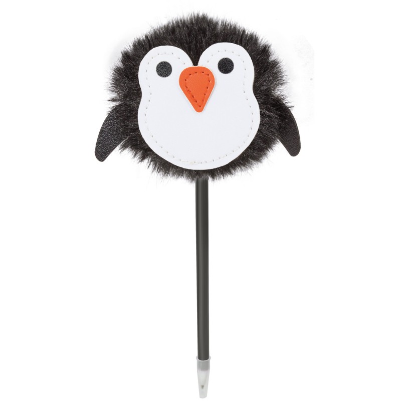 Bolígrafo con pompom en forma de pingüino, bolígrafo gracioso para regalar