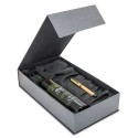 Aceite de oliva virgen extra y roller en caja de regalo negra