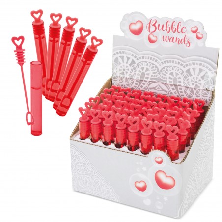Pack de 48 mini pomperos de jabón con sujeción en forma de corazón