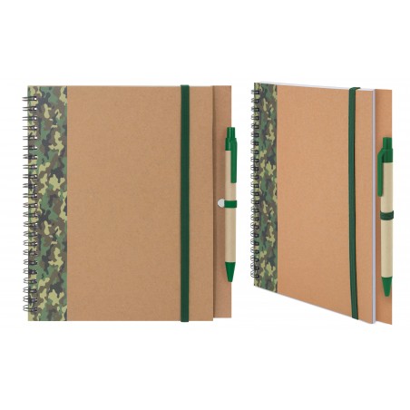Cuaderno y bolígrafo de cartón reciclado a5