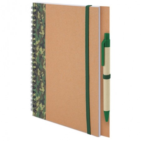 Cuaderno y bolígrafo de cartón reciclado a5