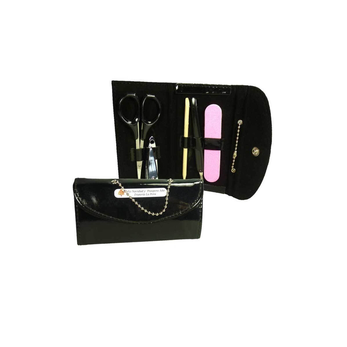 Set de manicura modelo monedero personalizado con adhesivo para regalos de empresa
