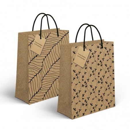 Bolsa de Papel Kraft Decorada con Tarjeta de Regalo