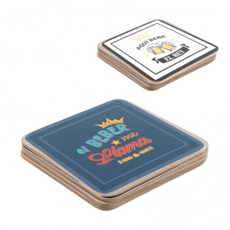 Set de 4 Posavasos con Frases Graciosas Fabricado en Corcho