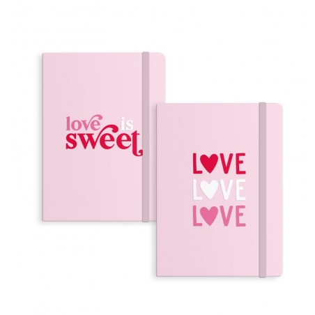Cuaderno de notas color rosa con cierre y pasta dura