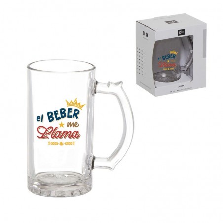 Jarra de Cerveza de Cristal 500 ml con Frase