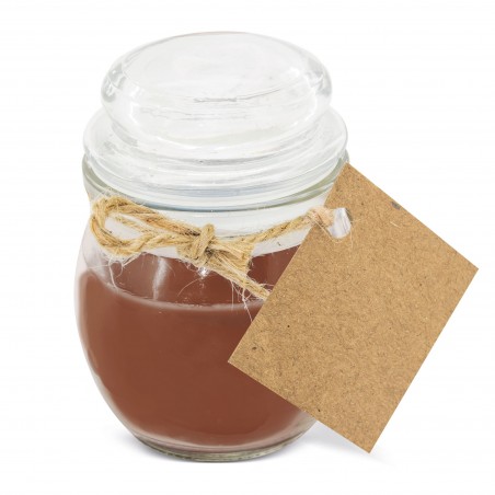Vela con aroma a café personalizada con adhesivo de boda con nombres y fecha