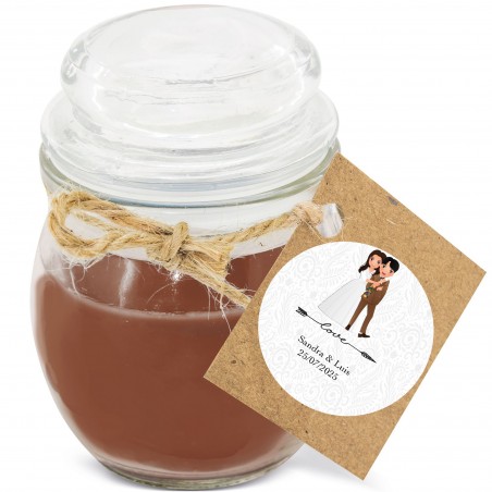 Vela con Aroma a Café Personalizada con Adhesivo de Boda...