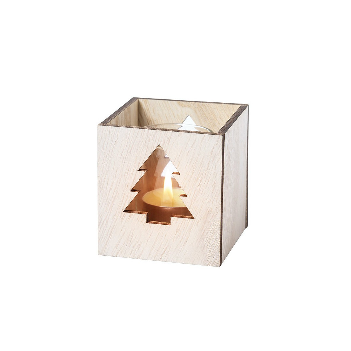 Vela aromática en vaso de vidrio presentada en caja de madera especial navidad