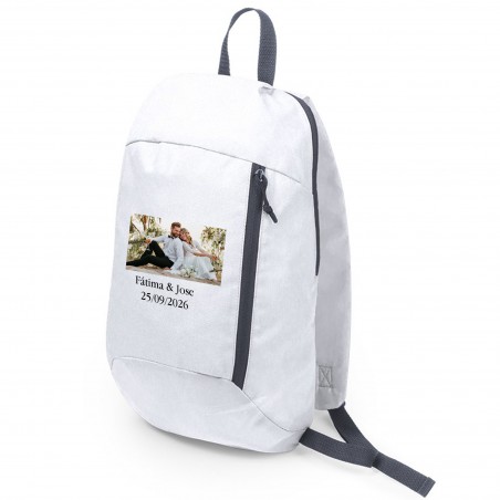 Mochila personalizada con logo a todo color o foto y texto para empresa boda bautizo comunión y cumpleaños