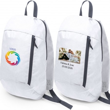 Mochila personalizada con logo a todo color o foto y texto para empresa boda bautizo comunión y cumpleaños