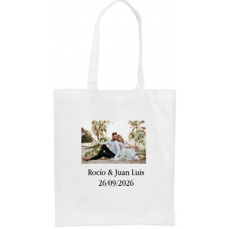 Bolsa personalizada con logo a todo color o foto y texto para empresas bodas bautizos comuniones y cumpleaños