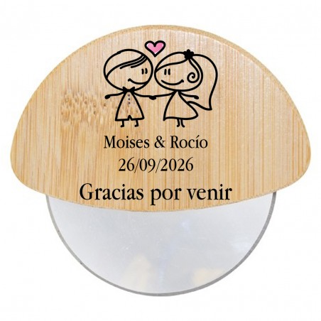 Cortapizza boda personalizado con frase y nombres