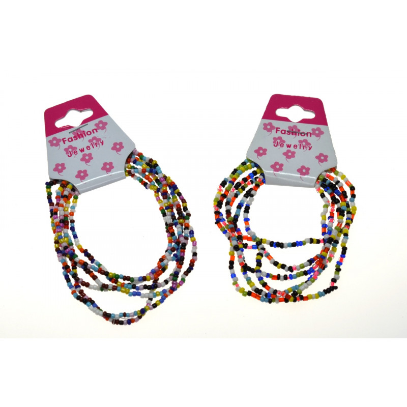 Pack de 6 pulseras de bolitas pequeñas de colores