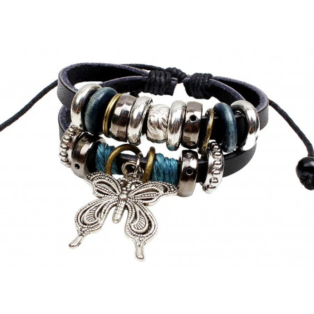 Pulsera doble mariposa con cuentas