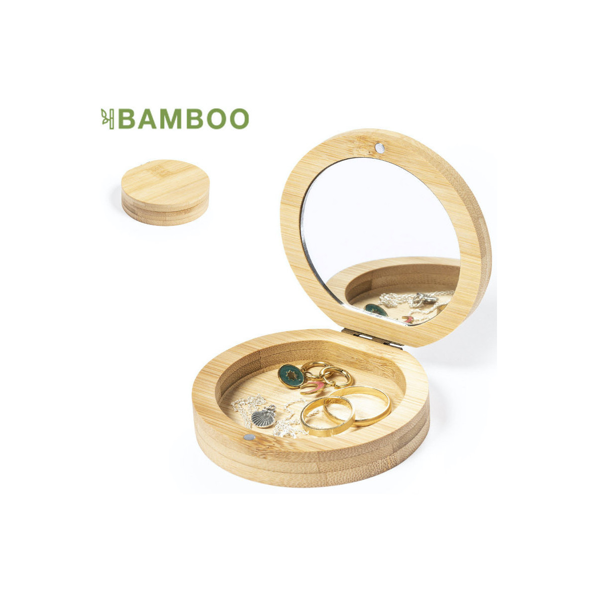 Joyero bambú con espejo tocador