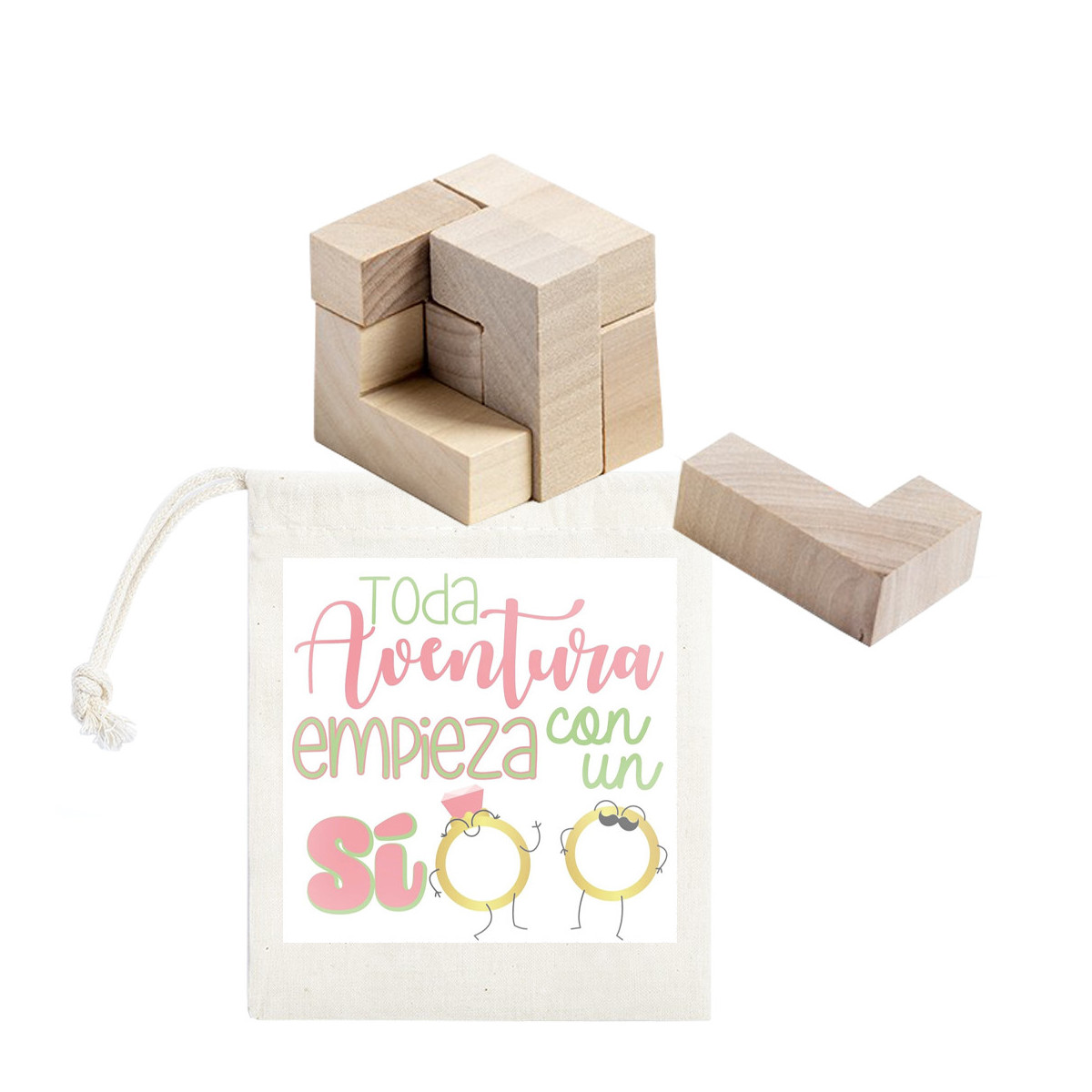 Tetris cuadrado juego de habilidad presentado en bolsa y adhesivo para bodas