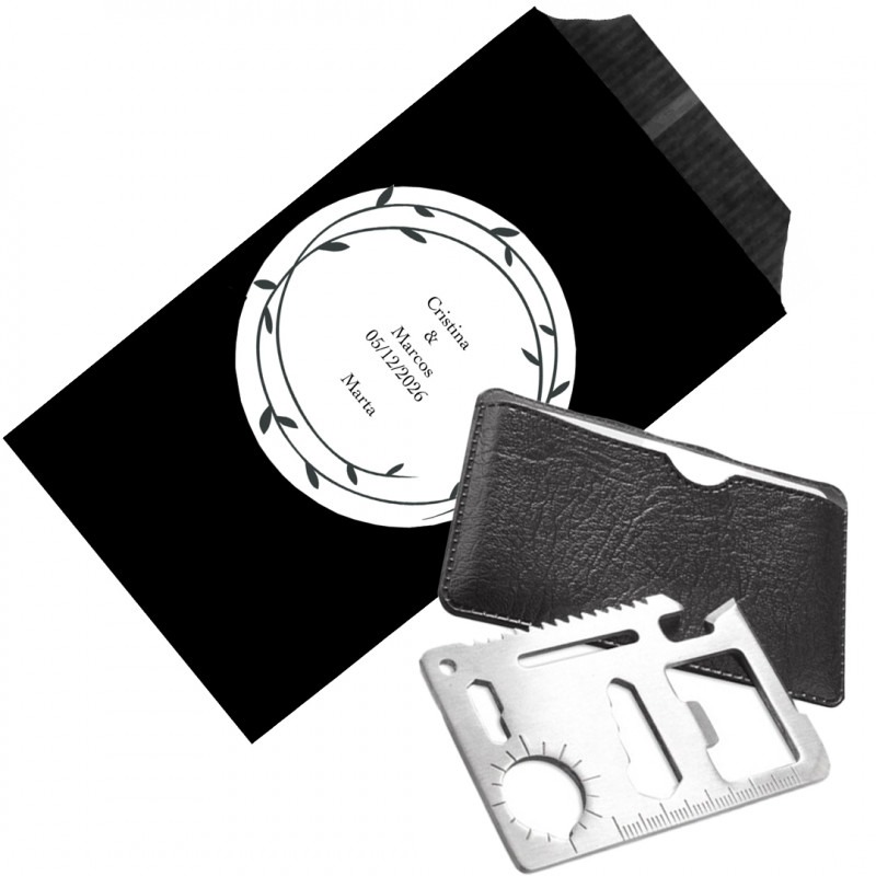 Multiherramienta de bolsillo con funda negra personalizado