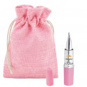 Boli pintalabios en bolsa rústica color rosa personalizado