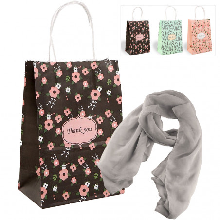 Pañuelo para el Cuello Color Gris En Bolsa de Regalo