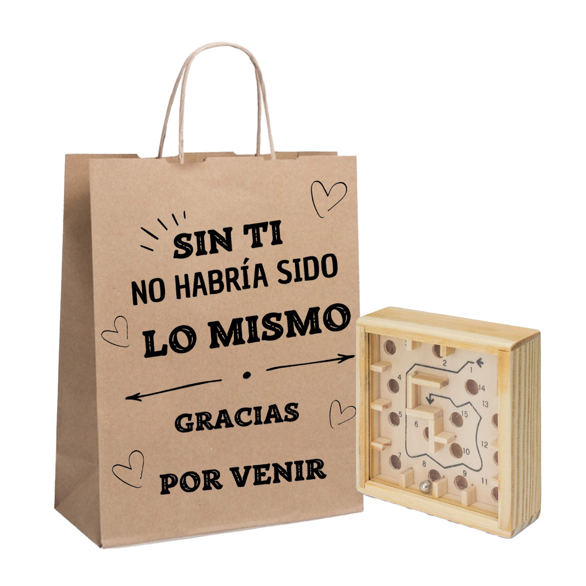 Detalles Invitados Laberinto en Bolsa con Frase