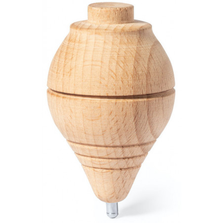 Trompo de madera con hilo presentado en bolsa estilo vintage