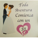 Monedero beige con funda rústica con adhesivo de bodas