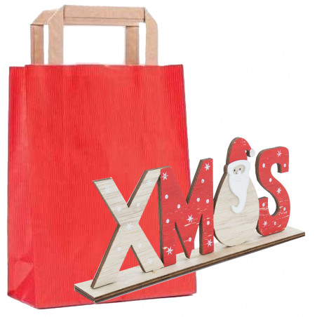 Adorno de navidad para mesa de sala presentado para regalo en bolsa roja
