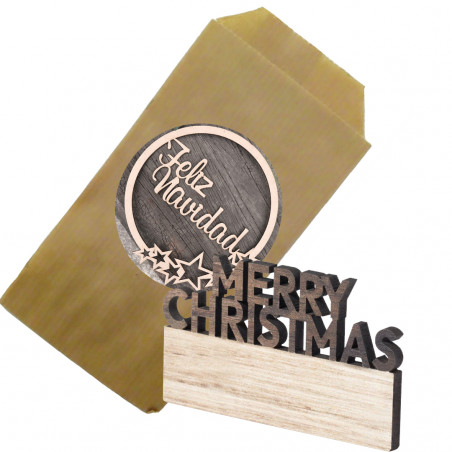 Imán de Navidad con Frase Navideña en Sobre de Regalo y...