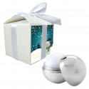 Balsamo labial presentado en caja de regalo personalizado con frase en adhesivo navideño