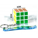 Llavero de cubo rompecabezas con caja de cartón y pegatina de niño como detalle juego comunión