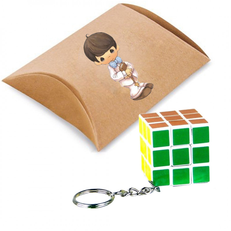 Llavero de Cubo Rompecabezas con Caja de Cartón y Pegatina de Niño Comunión Llavero de Cubo Rompecabezas con Caja de Cartón y Pegatina de Niño Comunión