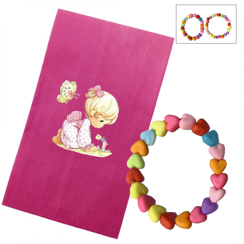 Pulseras para niñas con cuentas de colores en sobre de regalo rosa