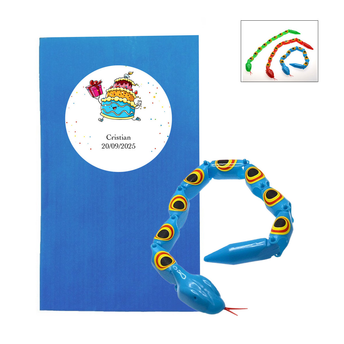 Serpiente De Juguete Para Niños Articulada Con Sobre De Presentación Y  Adhesivo De Cumpleaños